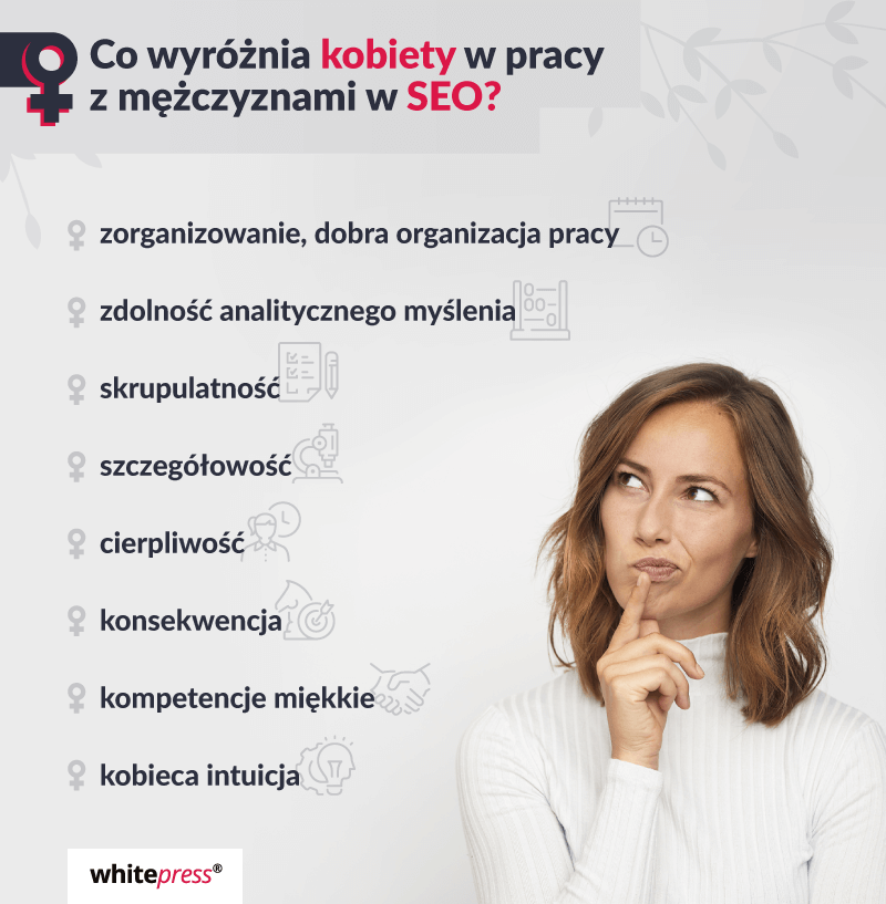 Infografika – co wyróżnia kobiety w pracy z mężczyznami w seo