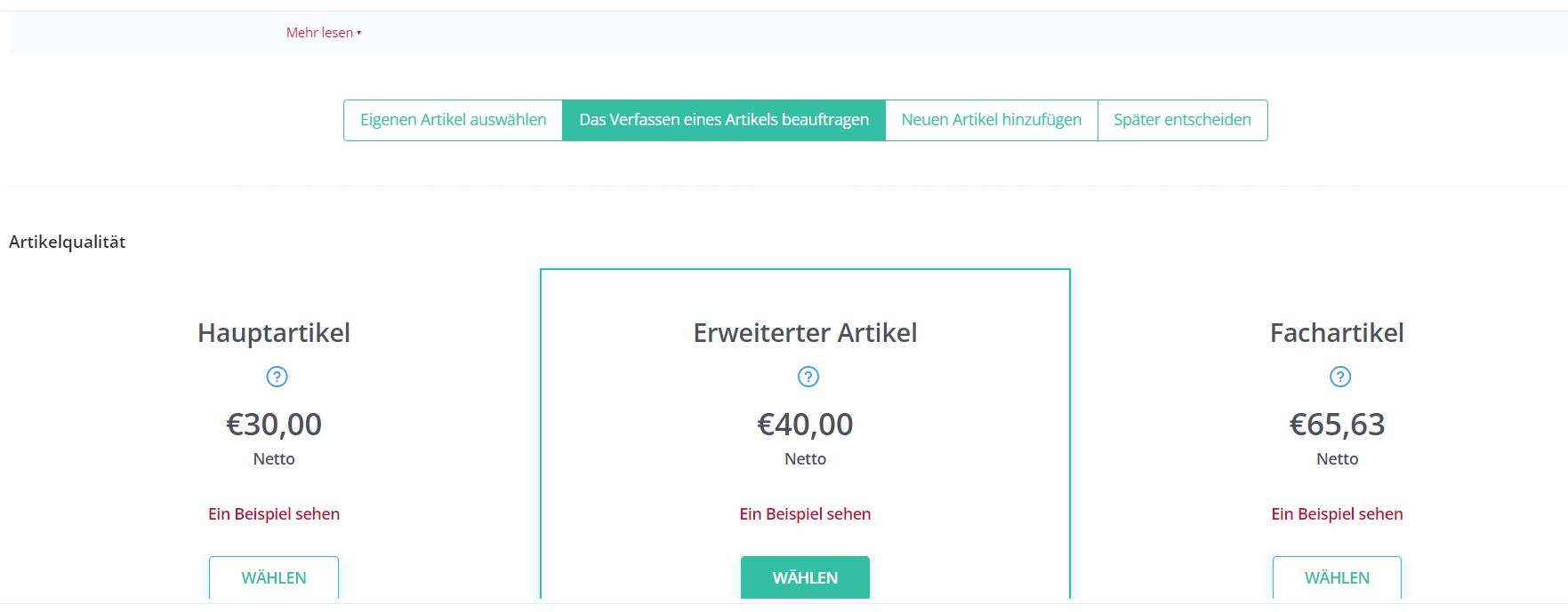 Angebot wählen