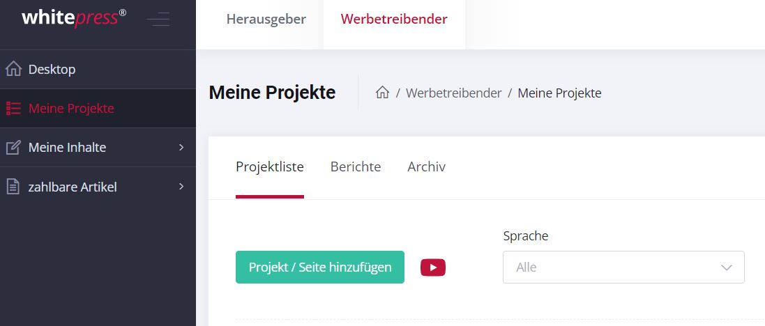 Projekt hinzufügen