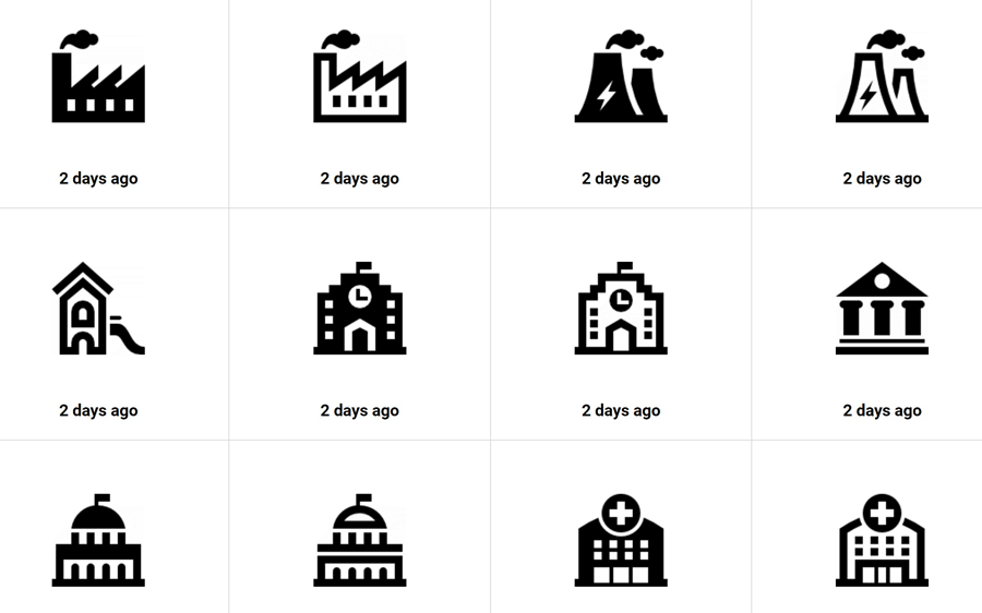 Przykładowe ikony na stronie Iconmonstr