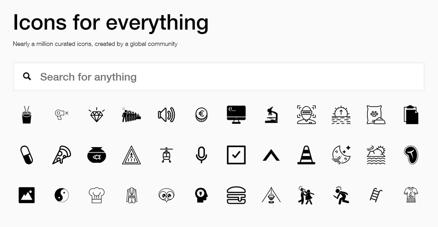 Przykładowe ikony na stronie The Noun Project