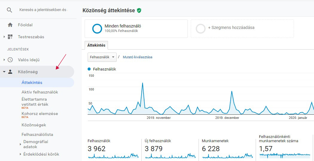 Zakładka Odbiorcy > Podgląd w google analytics