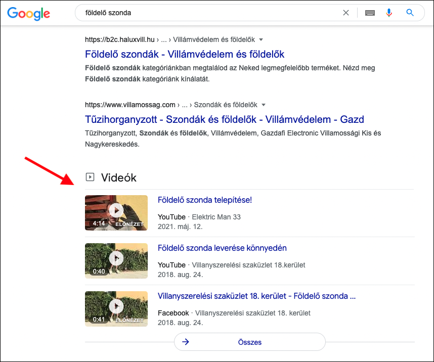 Google videó találatok