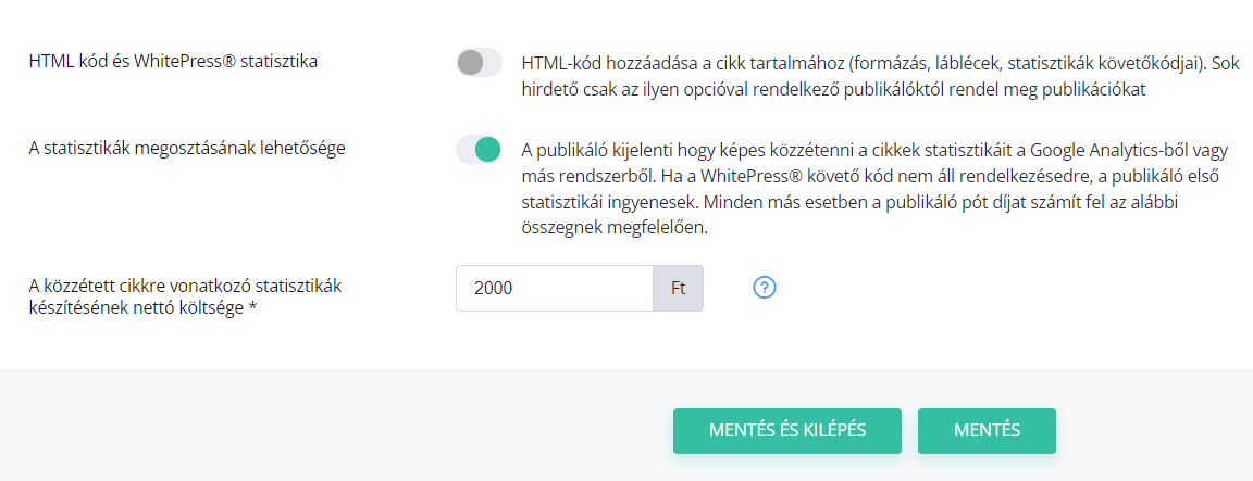 WhitePress statisztika beállítás