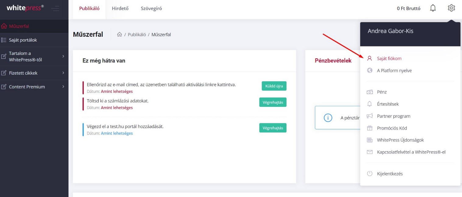 WhitePress® - Saját fiók