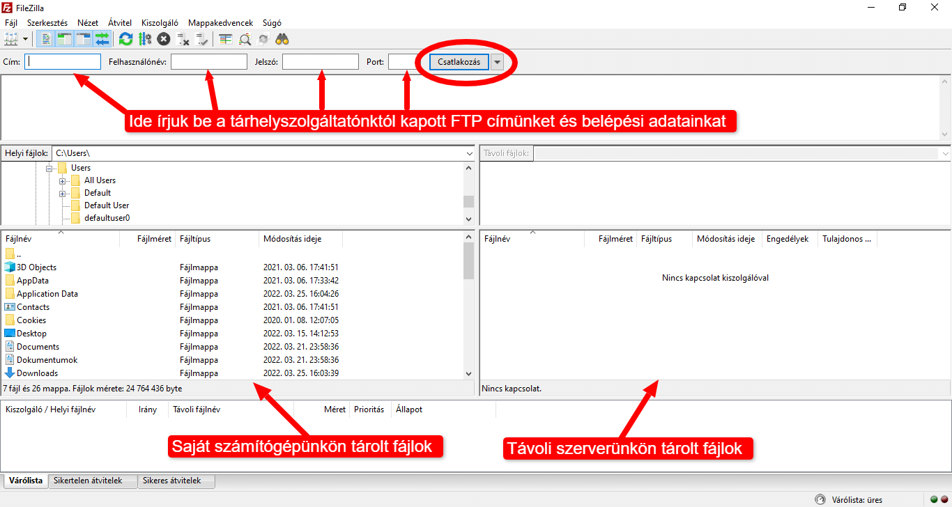 WordPress telpítés Filezilla