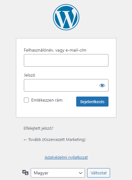 WordPress bejelentkezés