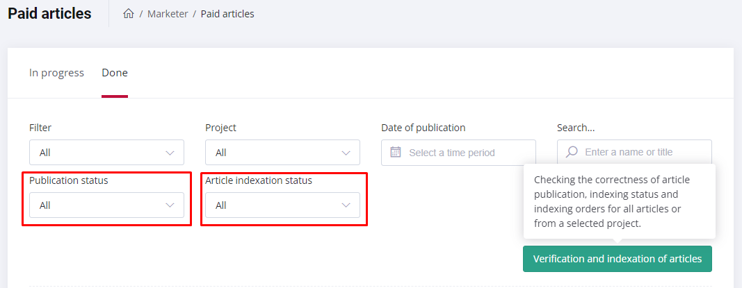 New filters indexation
