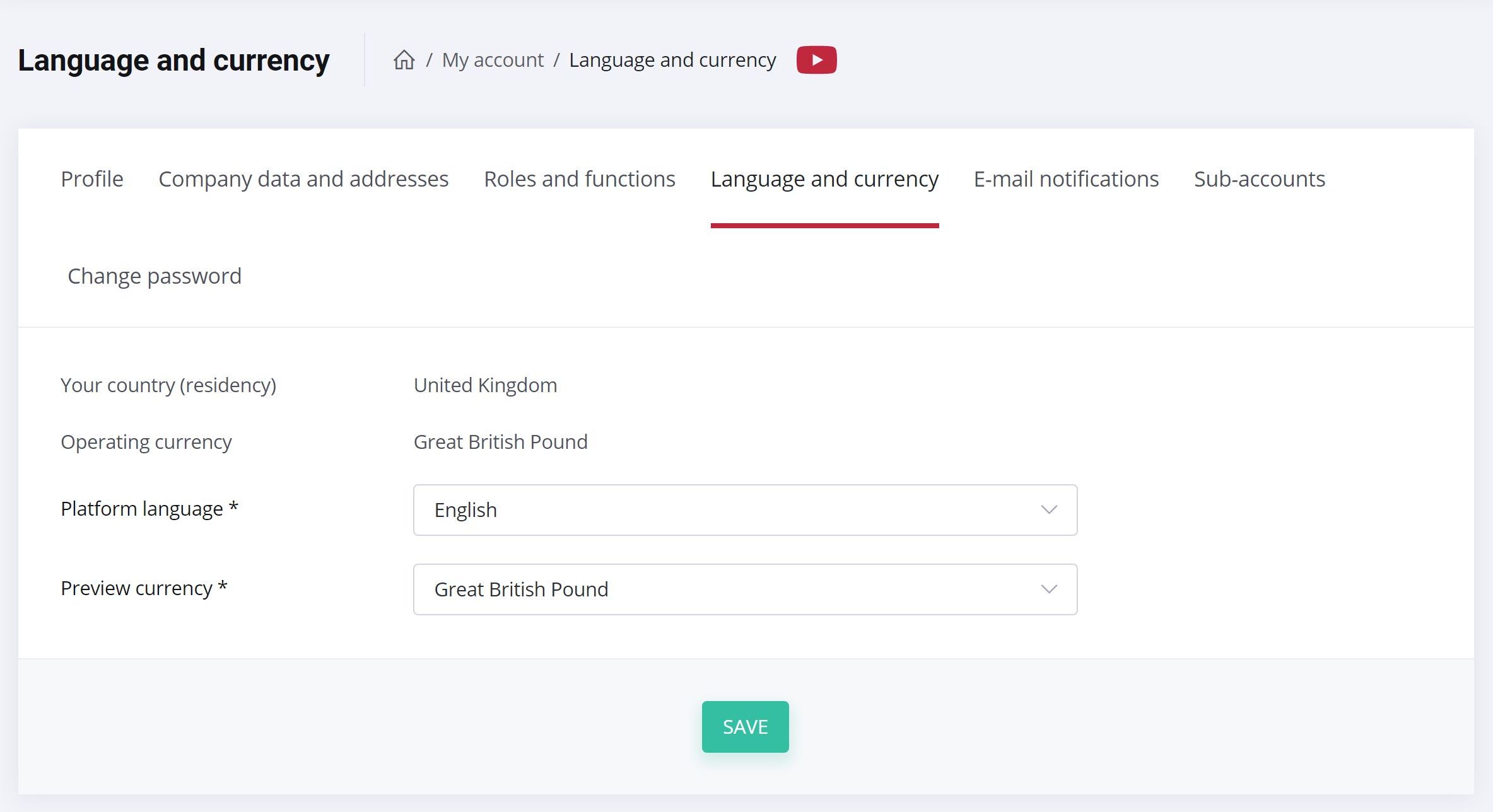 Account configuration screen 2