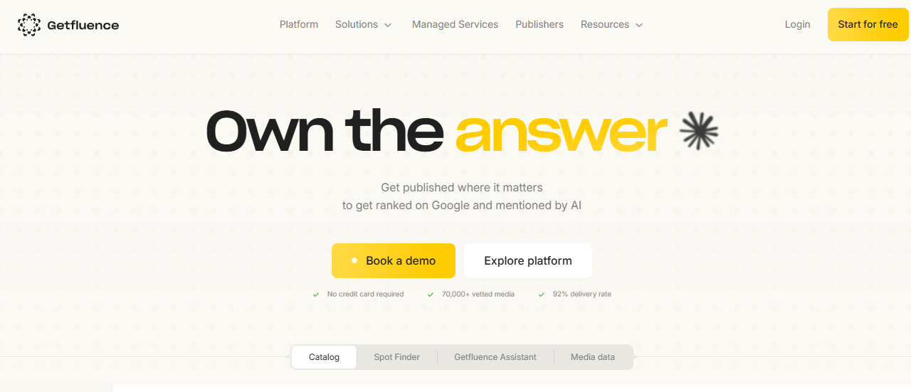 Getfluence - screen z platformy