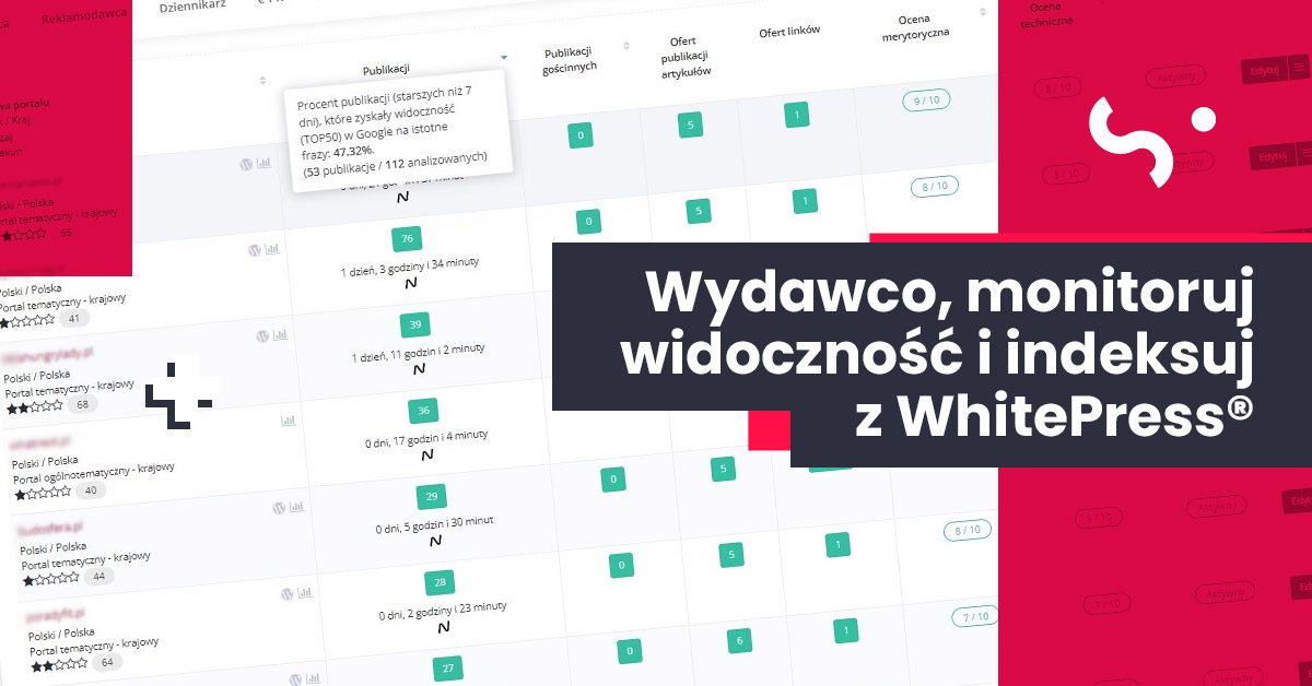 Wydawco, monitoruj widoczność i indeksację z WhitePress