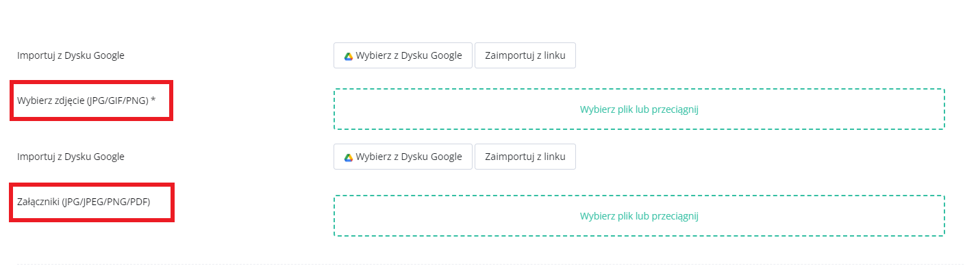 Import zdjęć z Google Drive