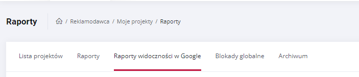 Raporty widoczności w Google