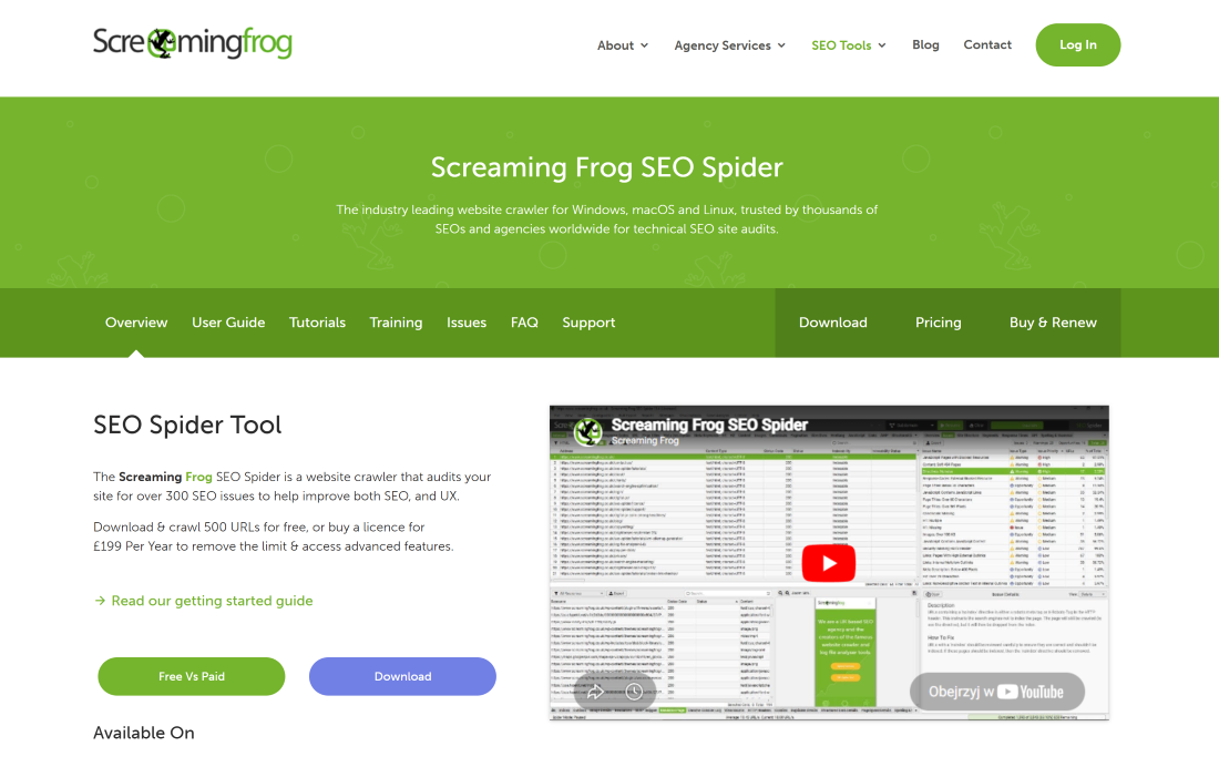 Screaming Frog SEO Spider Tool - screen z narzędzia