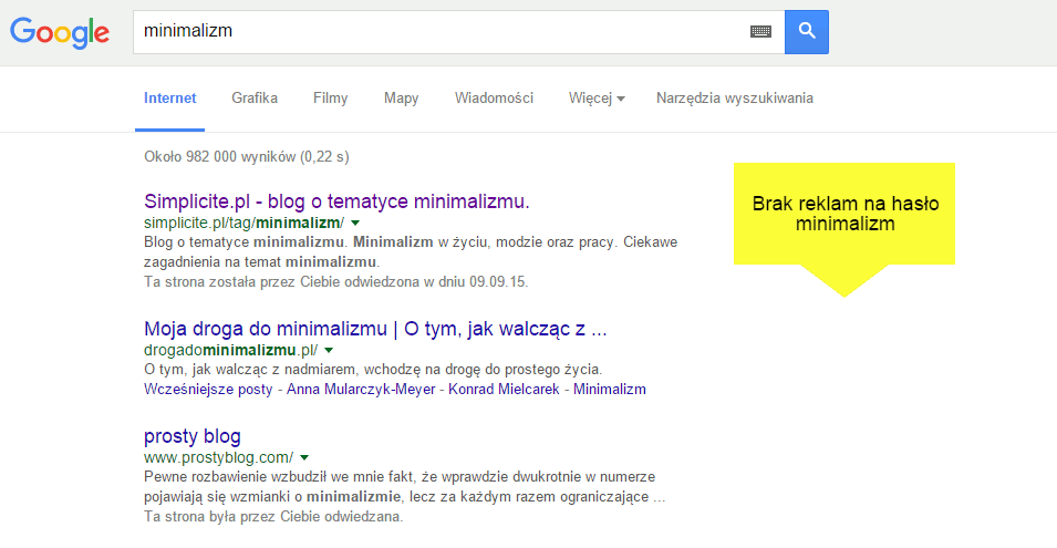 Reklamodawcy na słowo kluczowe: minimalizm (brak)
