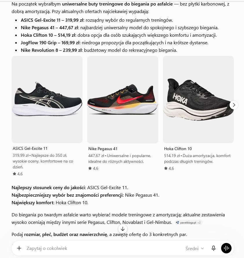 buty do&nbsp;biegania chatGPT