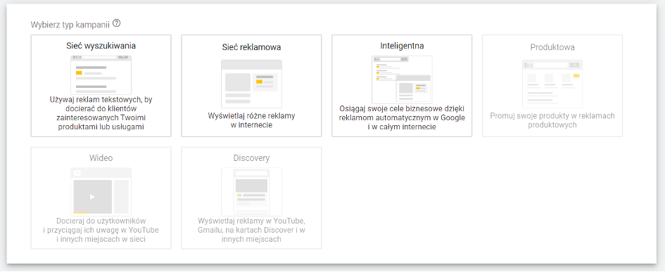 ustawienia kampanii google ads
