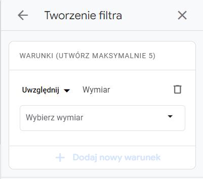 Tworzenie filtra w widoku danych Google Analytics 4