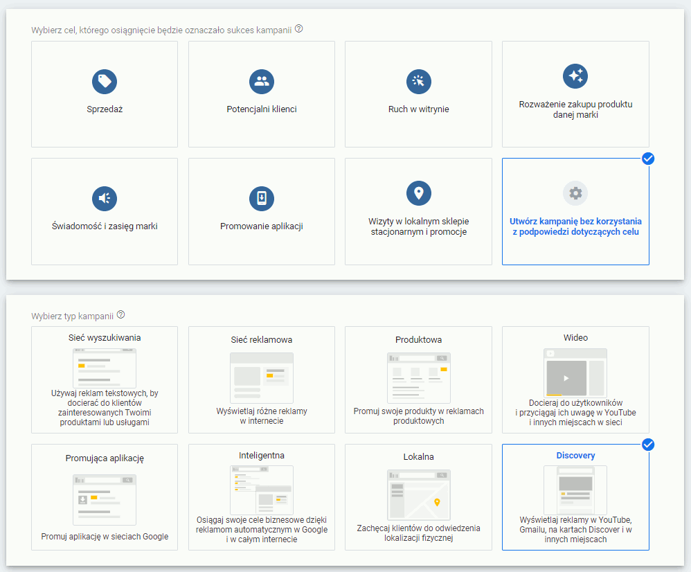 Reklama Discovery tworzenie kampanii