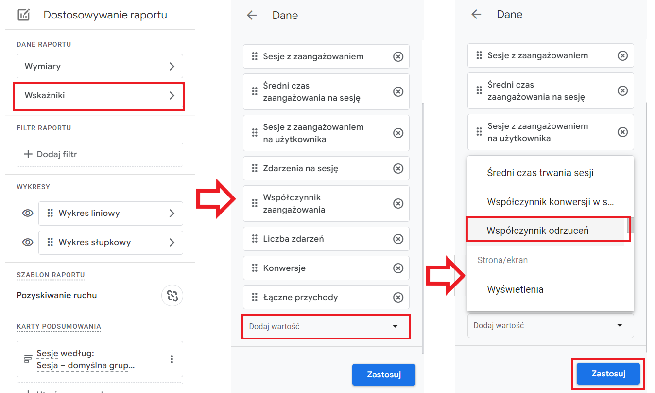 Ustawienie metryki bounce rate w Google Analytics 4
