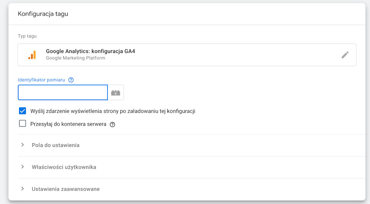 konfiguracja tagu google analytics 4