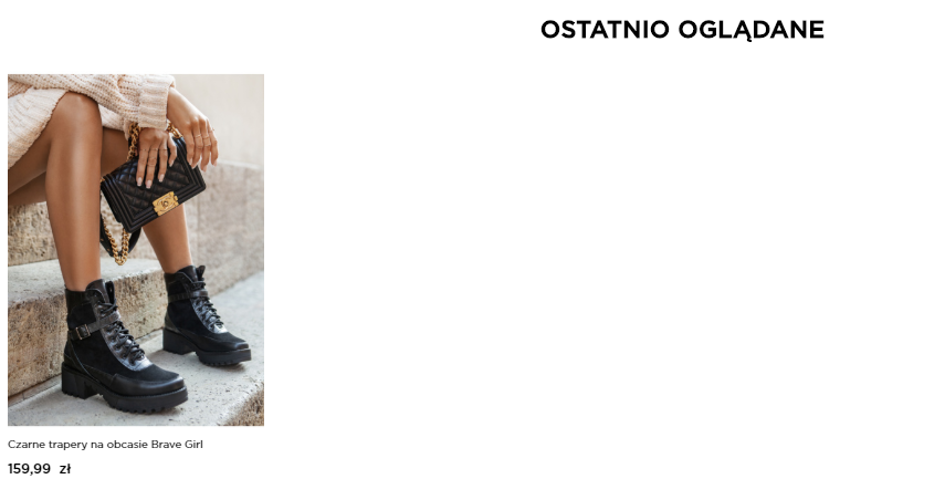 Wyświetlanie ostatnio oglądanych produktów w sklepie DeeZee.