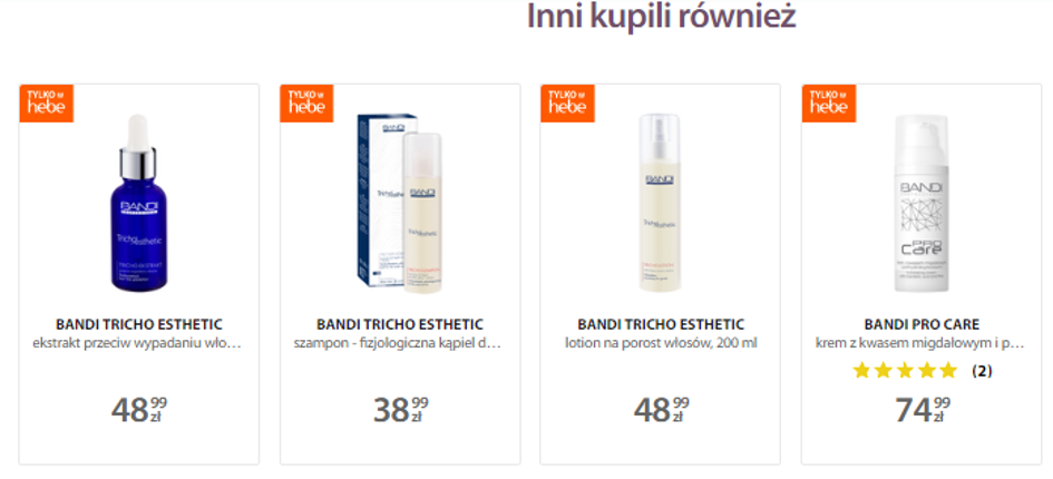 Proponowanie produktów, które kupili inni klienci w sklepie Hebe.