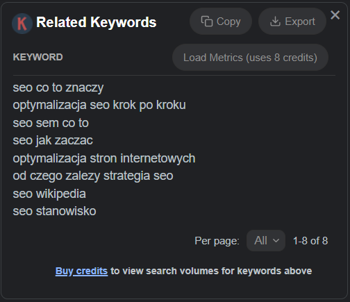 Keywords Everywhere - rozszerzenie SEO do przeglądarki internetowej Google Chrome