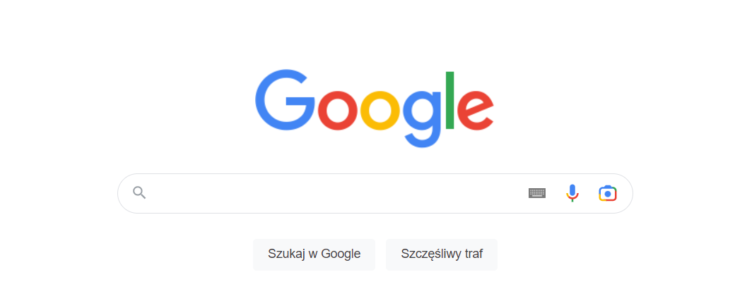 Zrzut ekranu wyszukiwarki internetowej Google w 2023 roku - j.polski