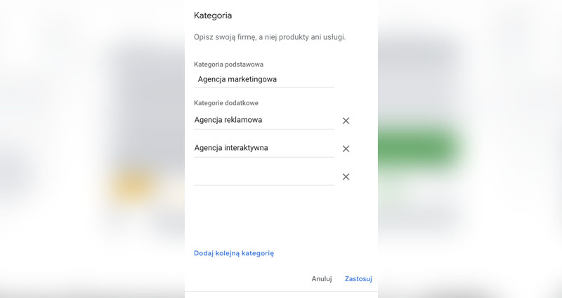 Jak odpowiednio dobrać kategorię dla Google Moja Firma?