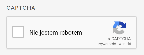 Przykład captcha przy formularzu zakładania konta