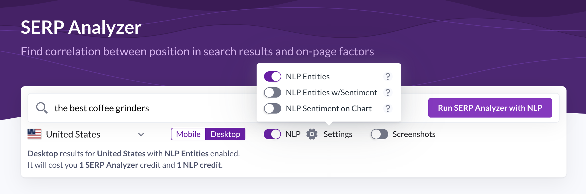 Surfer Serp Analyzer – preparing a query