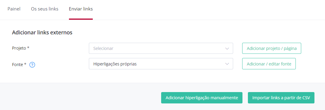 Submissão de links externos