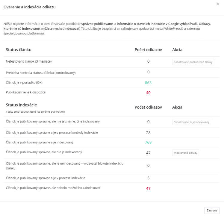 Link verification and indexing