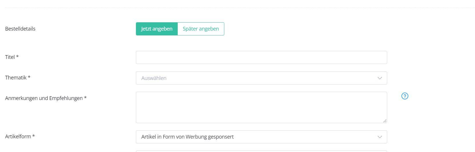 Bestelllung