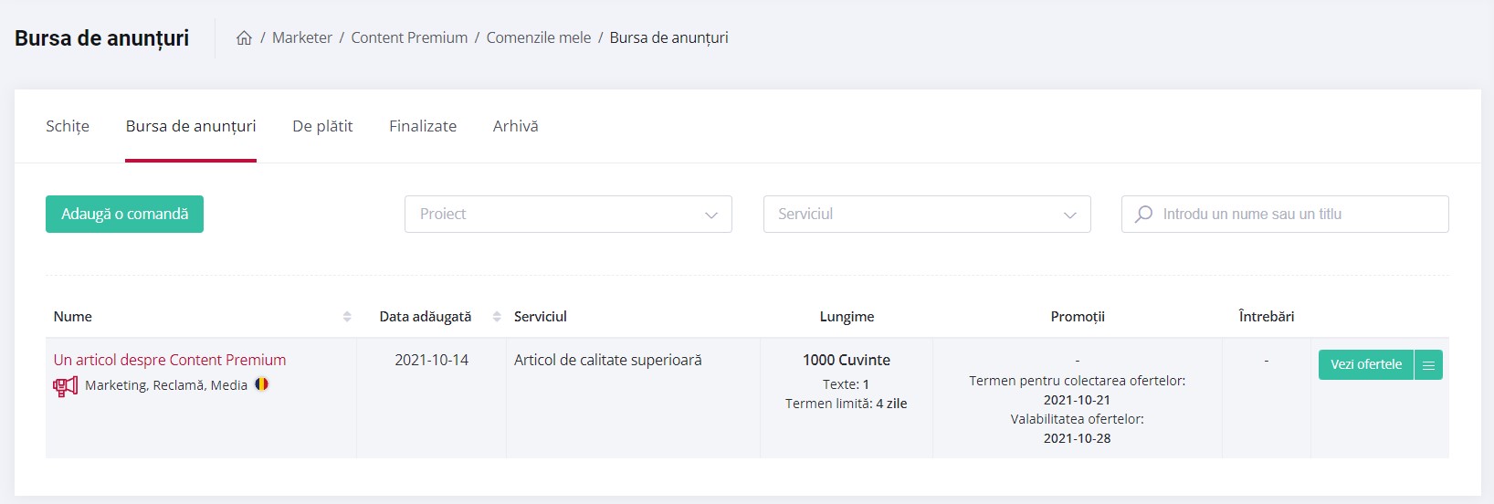 bursa de anunturi 