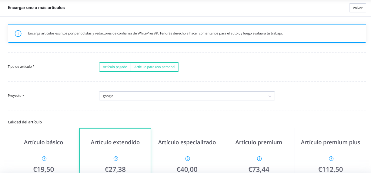 Encargar uno o más artículos