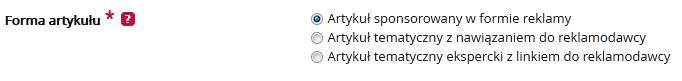 Różne formy artykułów sponsorowanych