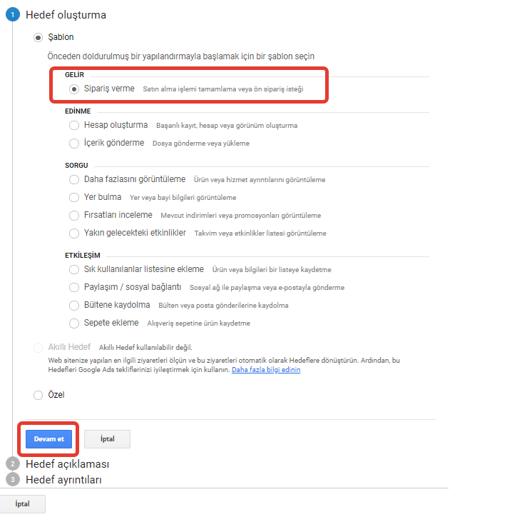 google analytics hedef nasıl oluşturulur 4