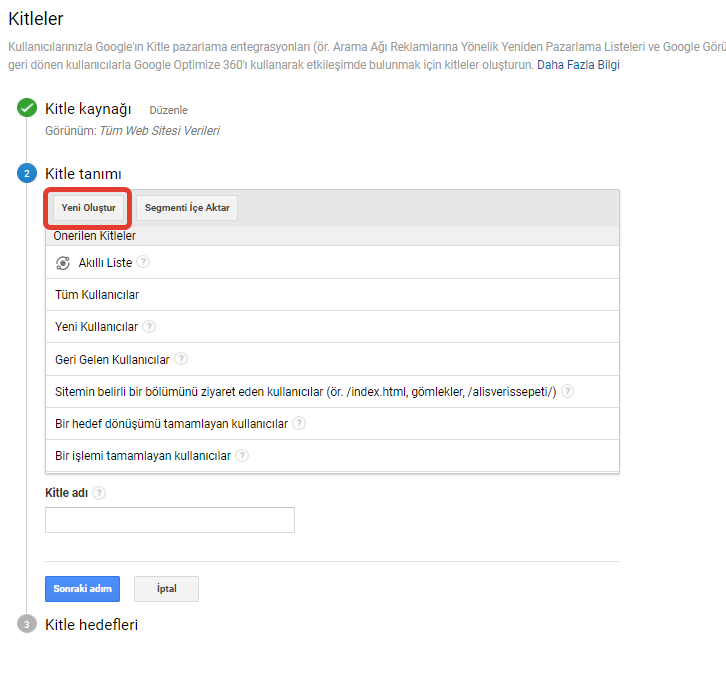 google analytics ile kitle nasıl oluşturulur 5