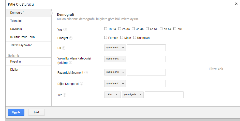 google analytics ile kitle nasıl oluşturulur 6