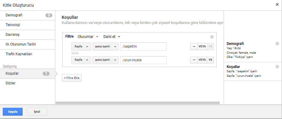 google analytics ile kitle nasıl oluşturulur 7