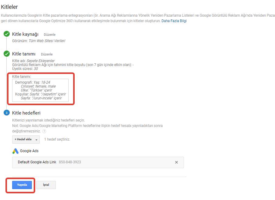 google analytics ile kitle nasıl oluşturulur 8