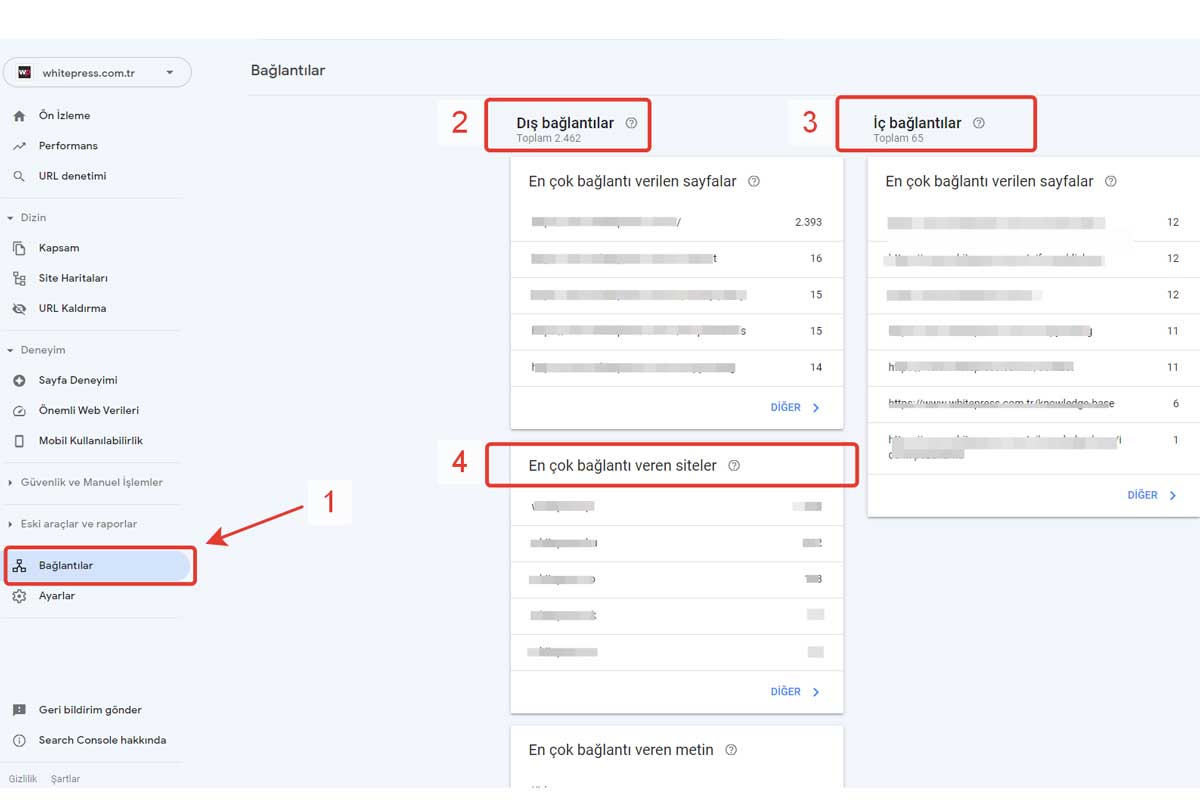 google search console ile sayfanıza verilen backlinkler nasıl bulunur