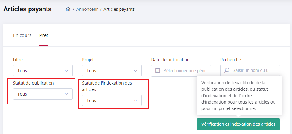 New filters indexation