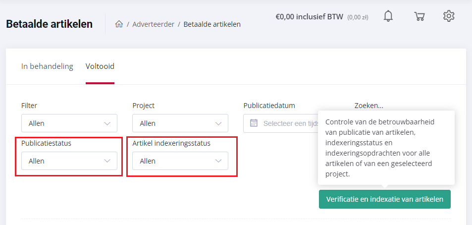 New filters indexation