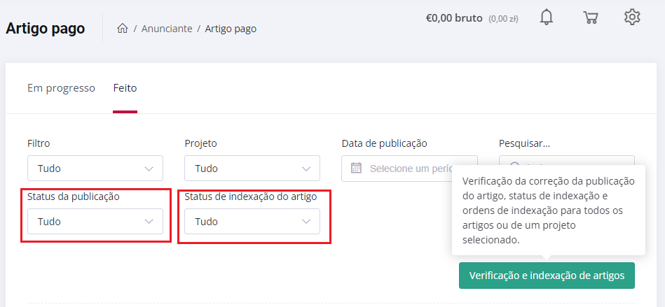 New filters indexation