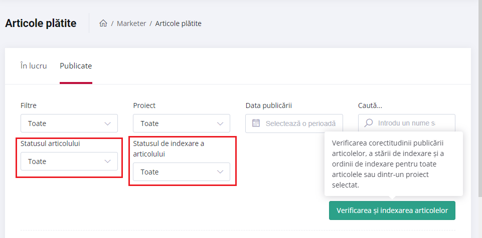 New filters indexation