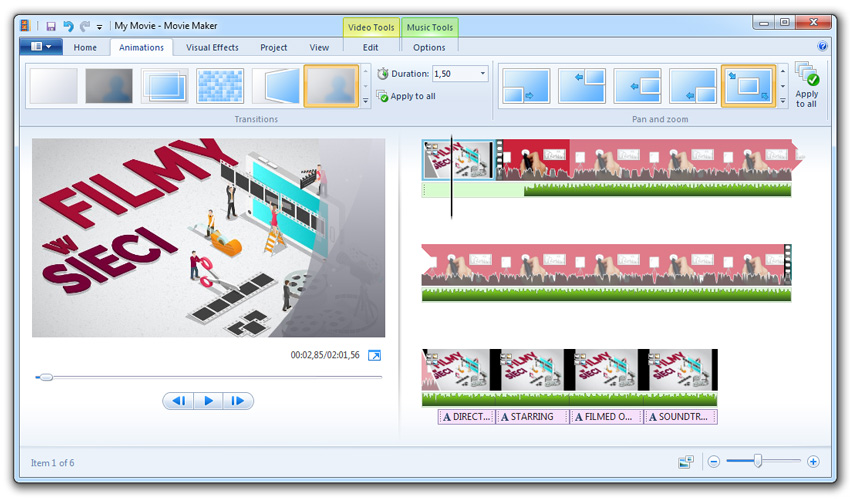 interface Windows Movie Maker 2016