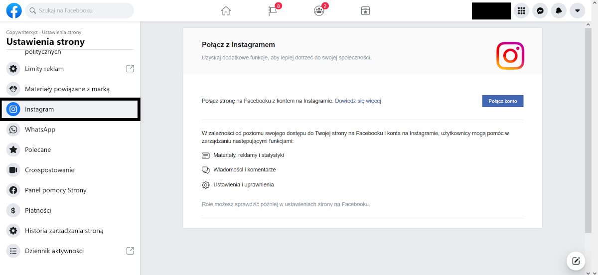 Jak połączyć facebooka z instagramem